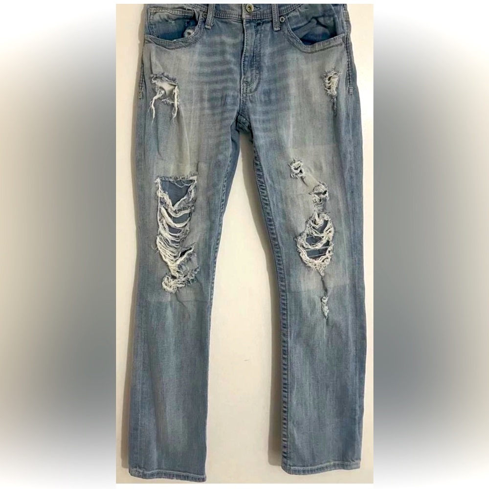 BKE Jake Jeans 32x32 DENIM Straight Leg Embellished Pockets DISTRESSED